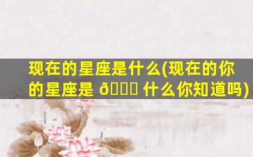 现在的星座是什么(现在的你的星座是 🐅 什么你知道吗)